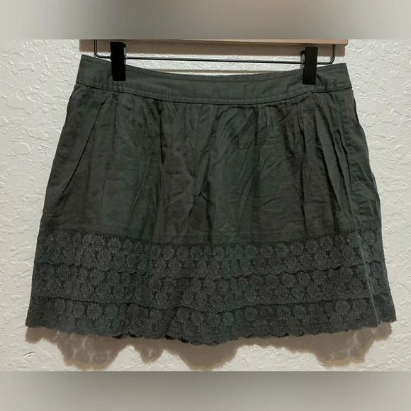 Aerie Dark Gray Mini Skirt w/ Lace Trim - Picture 1 of 7